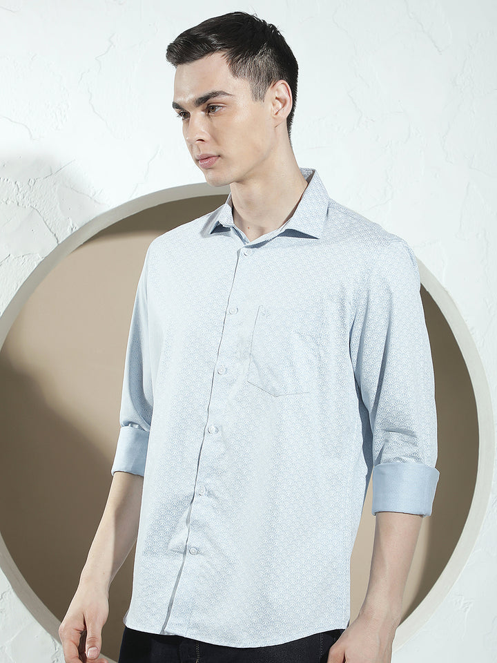 Stylish Blue Printed Shirt