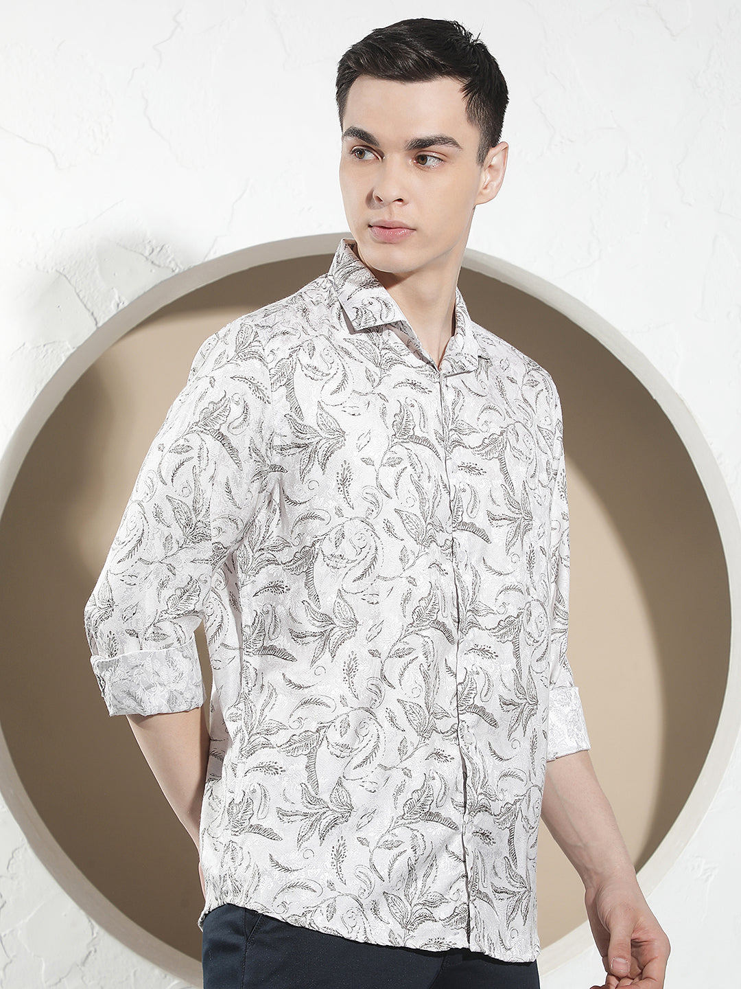 Olive Floral Print Shirt
