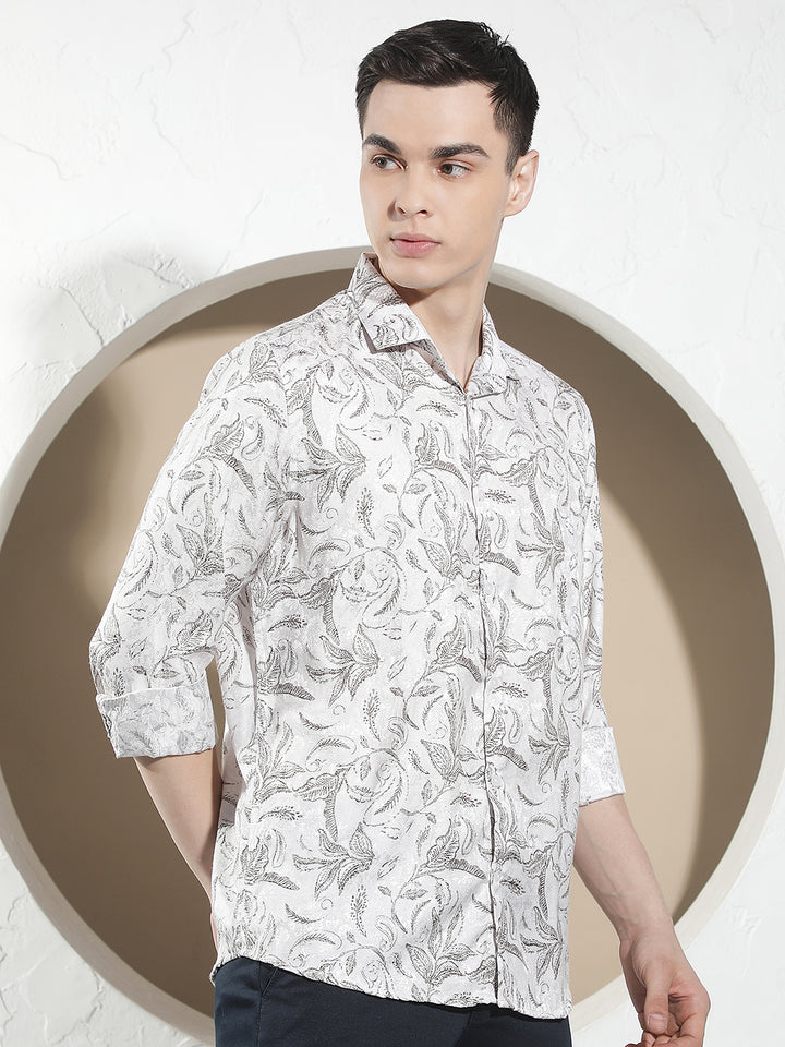 Olive Floral Print Shirt