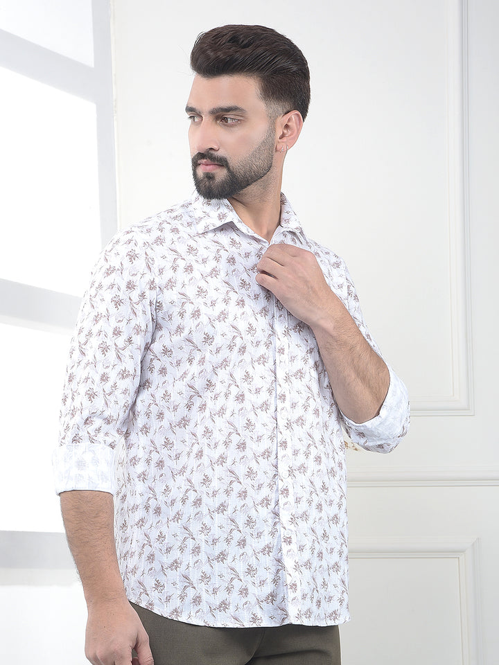 Brown Floral Print Shirt
