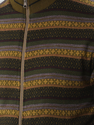 Green Jacquard Reversible Jacket