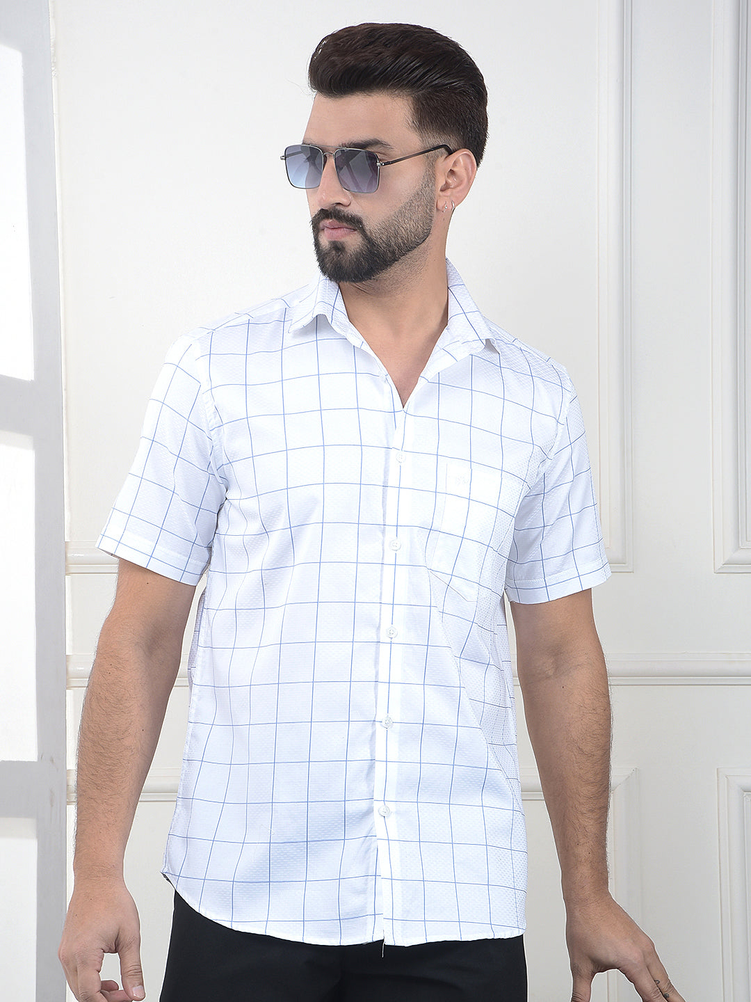 White Checked 100% Cotton Shirt