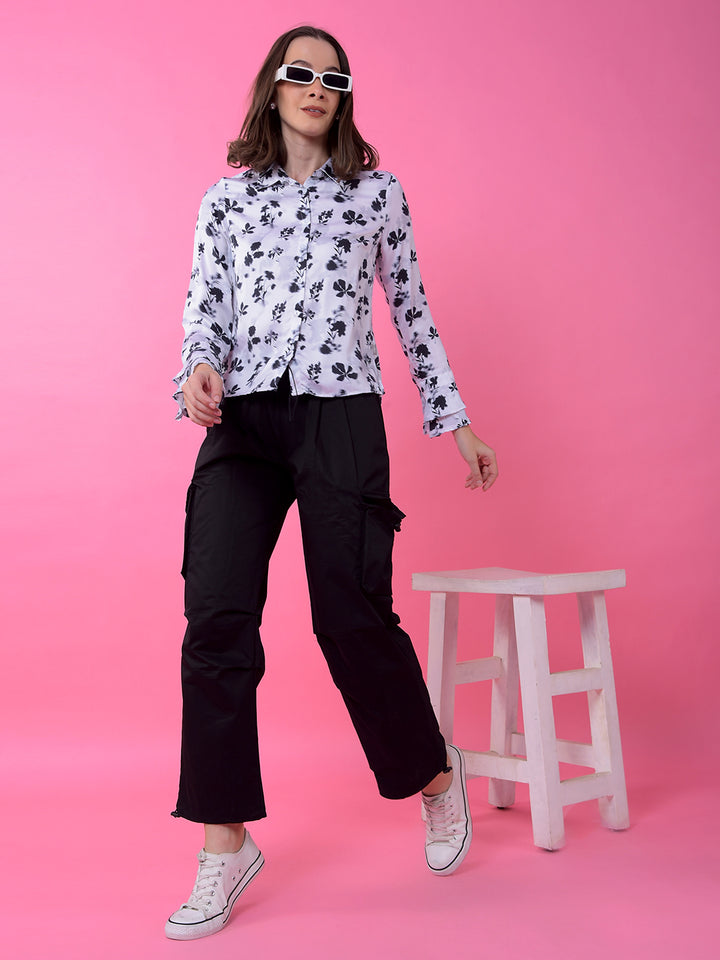 Black Loose Fit 100% Cotton Cargo Trousers