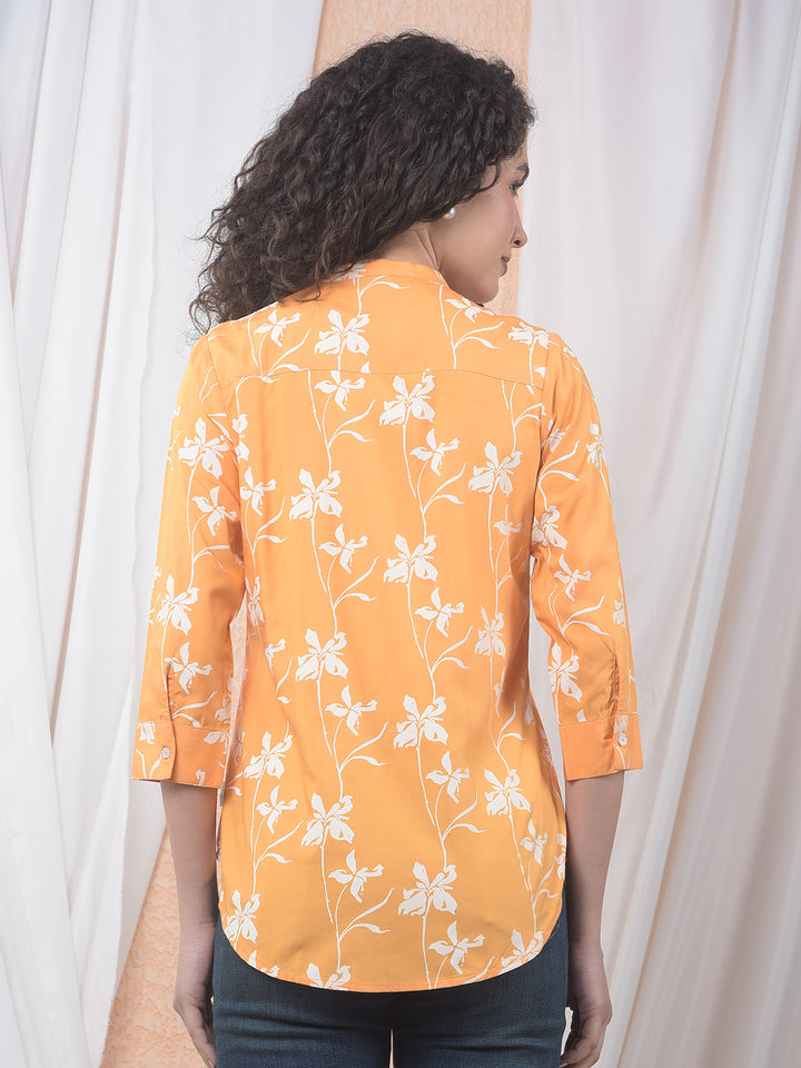 Orange Floral Printed Modal Top