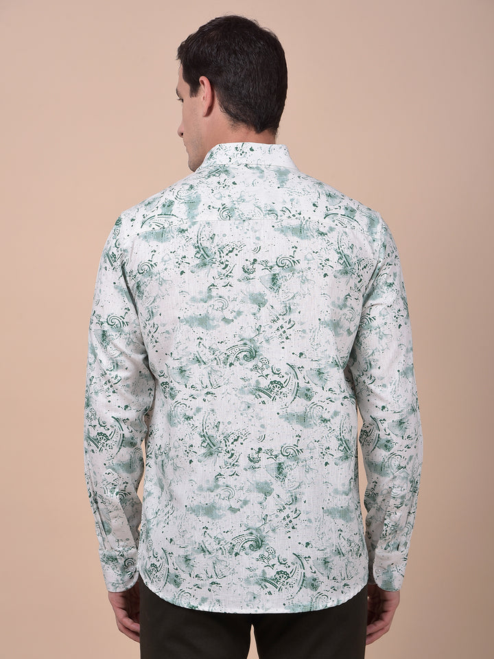 Sleek Silhouette Green Printed Shirt