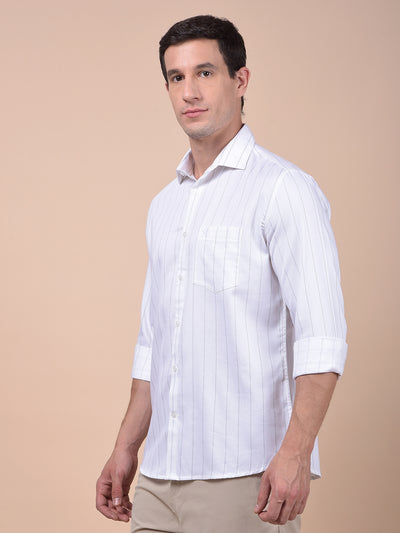 White Vertical Stripes Shirt