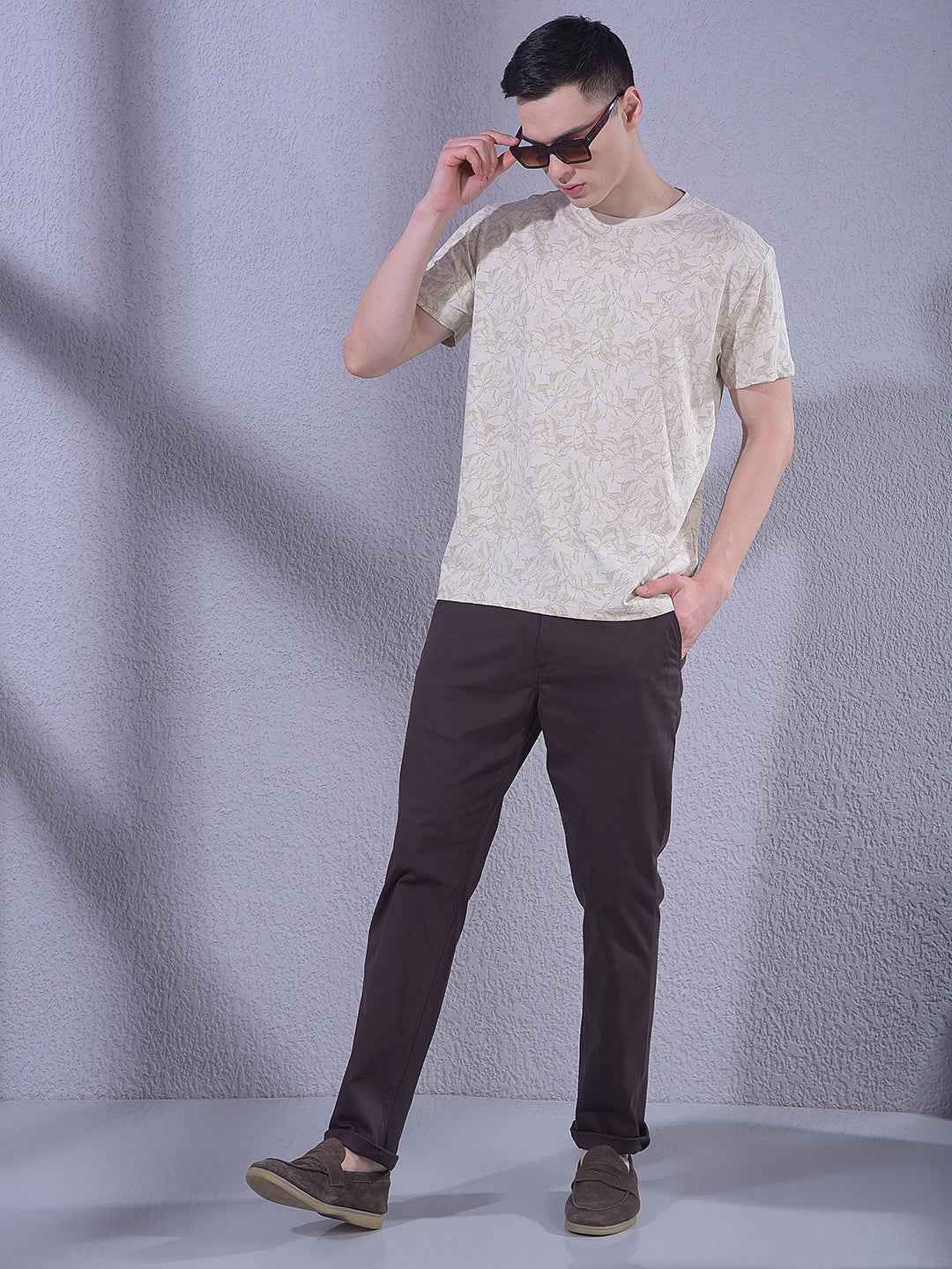 Beige Floral Print T-Shirt