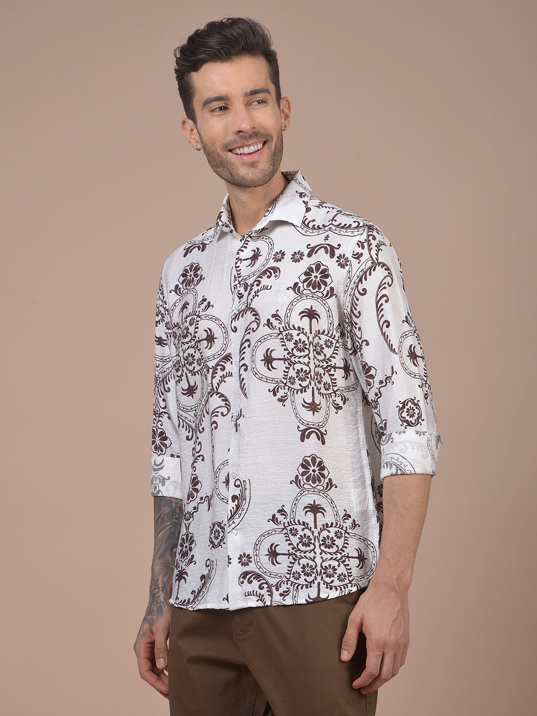 Brown Floral Print Shirt