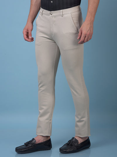 Beige Printed Trousers