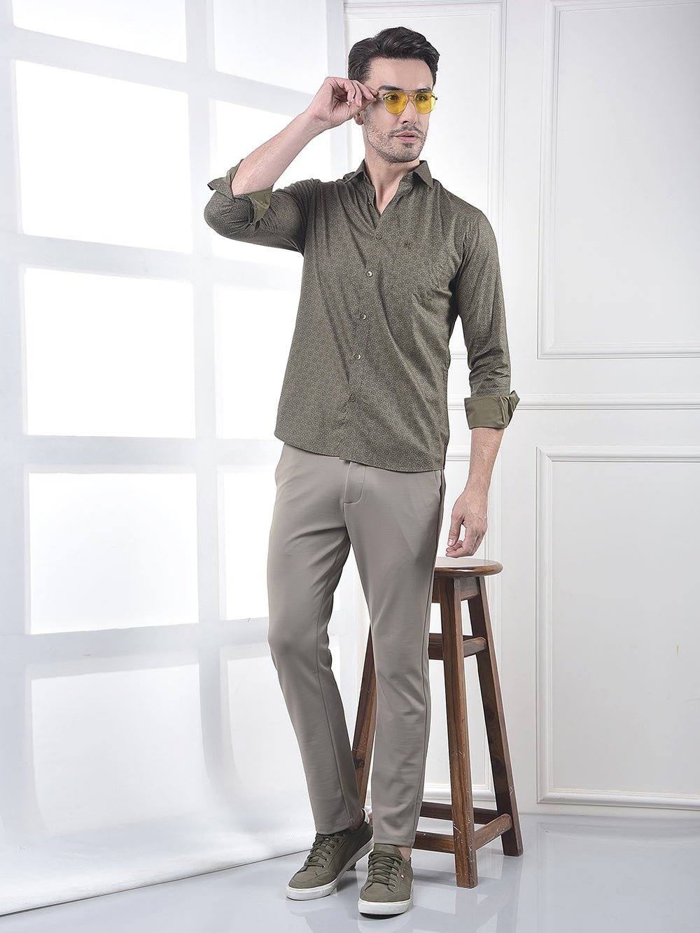 Lush Brown Textured Trousers