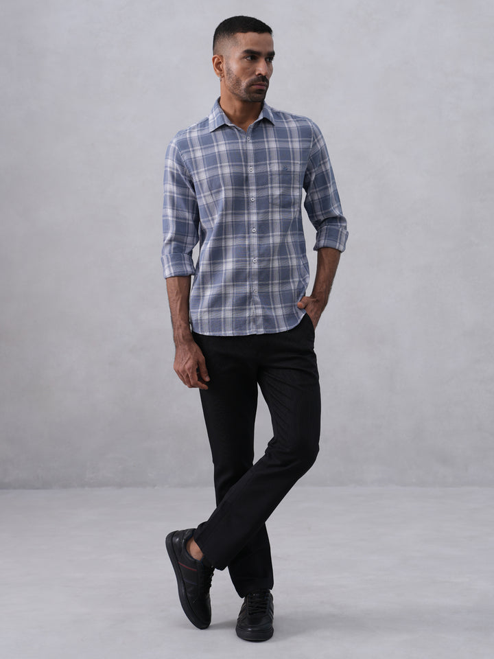 Blue Checked 100% Cotton Shirt
