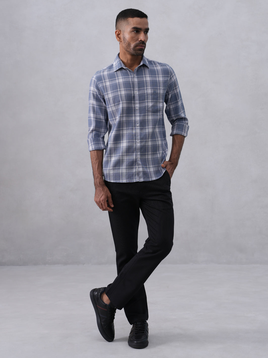 Blue Checked 100% Cotton Shirt