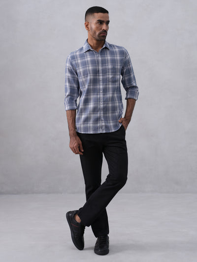 Blue Checked 100% Cotton Shirt