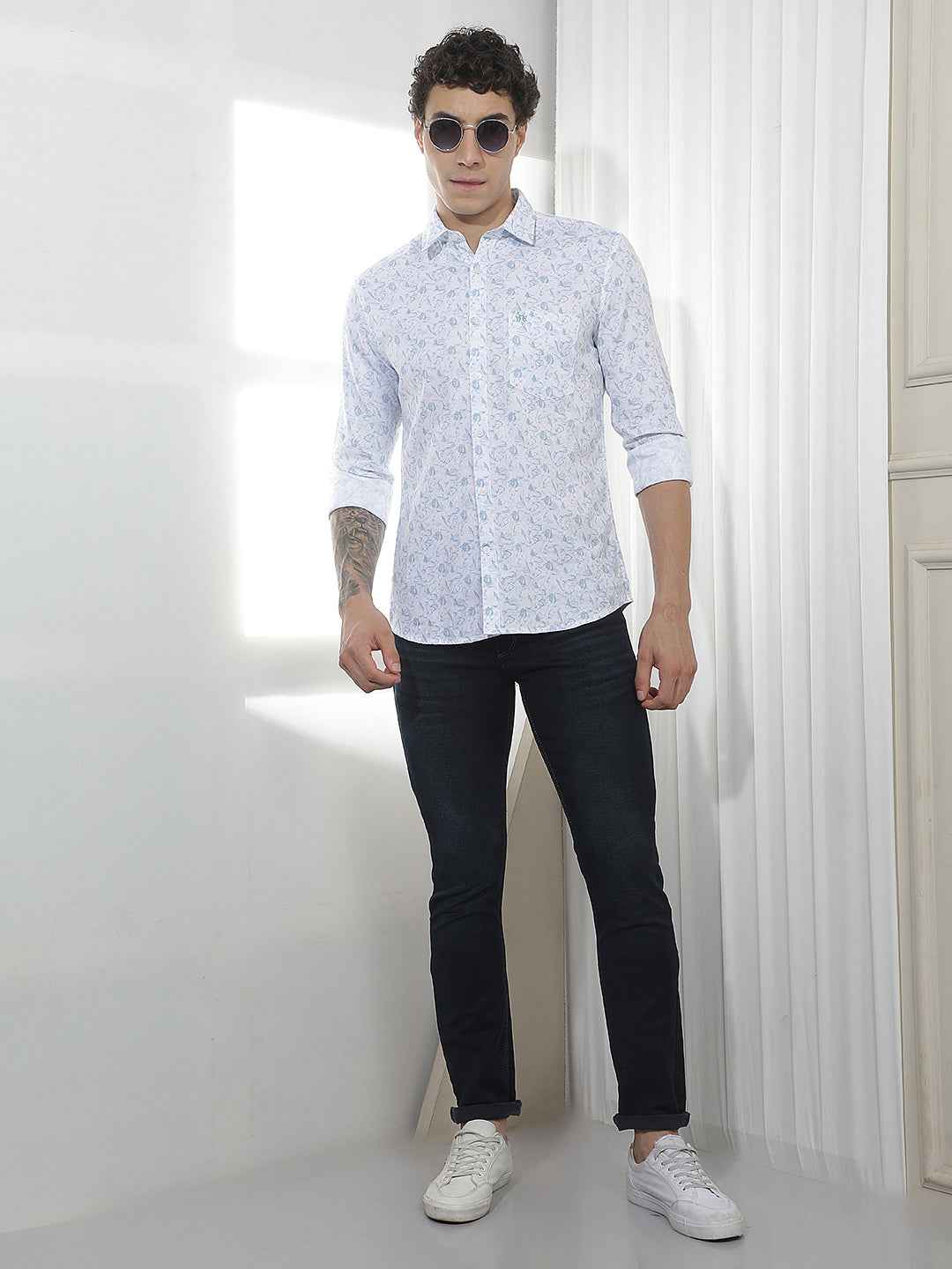 White Printed 100% Cotton Shirt