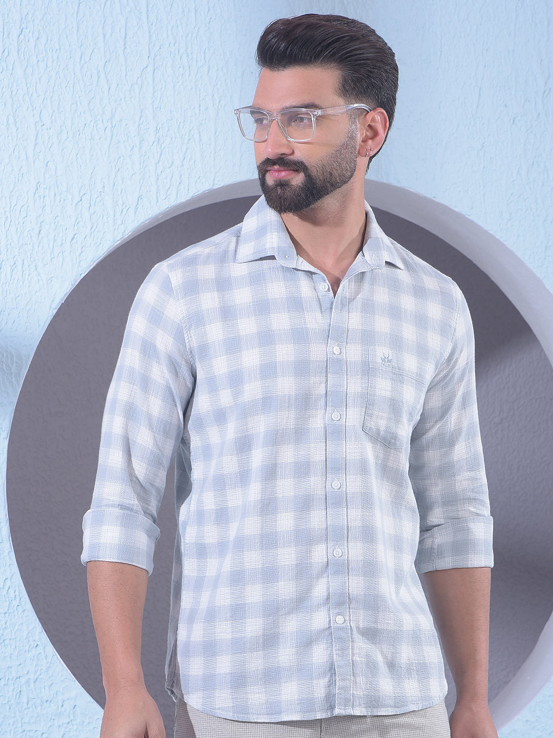 Grey Checked 100% Cotton Shirt
