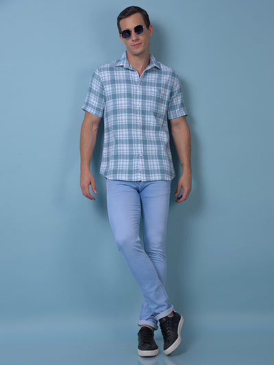 Blue Checked 100% Cotton Shirt
