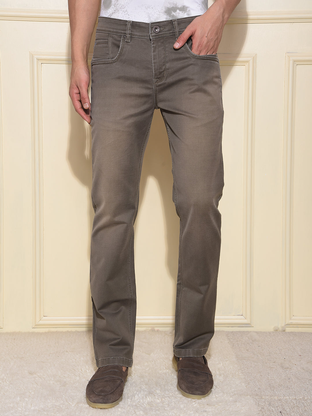 Edgy Brown Straight Jeans