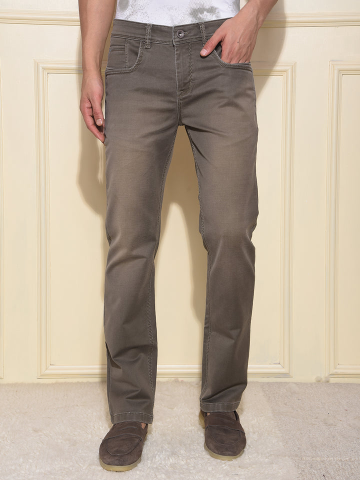 Edgy Brown Straight Jeans