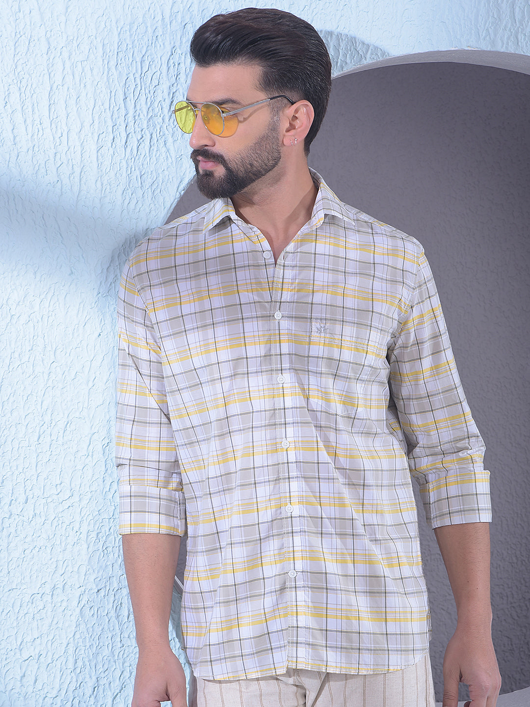 Grey Checked 100% Cotton Shirt