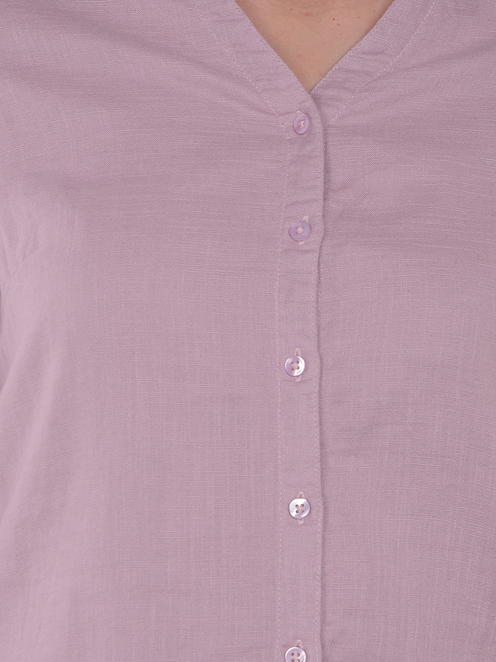 Purple V-Neck 100% Cotton Shirt