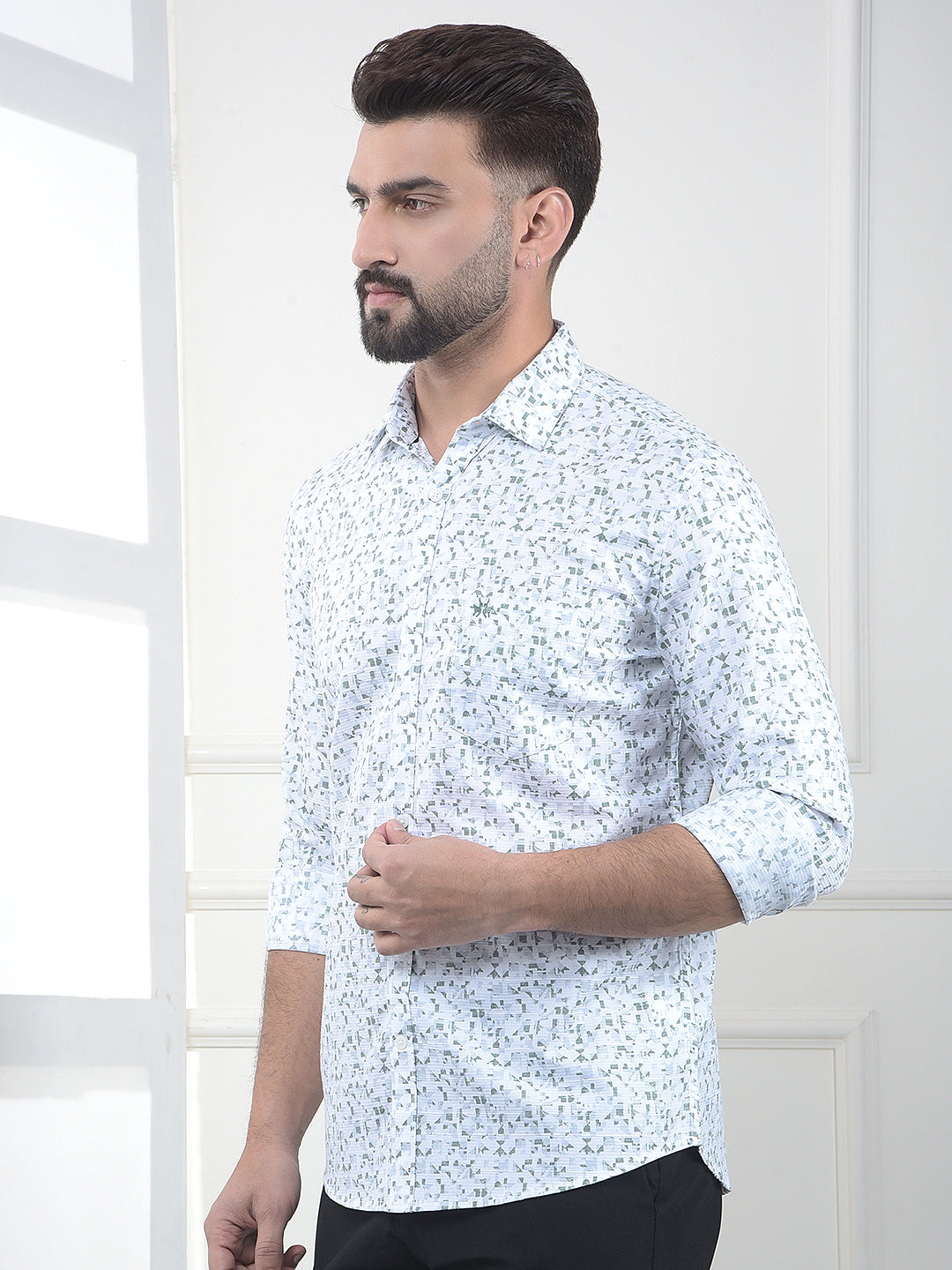 White Printed 100% Cotton Shirt