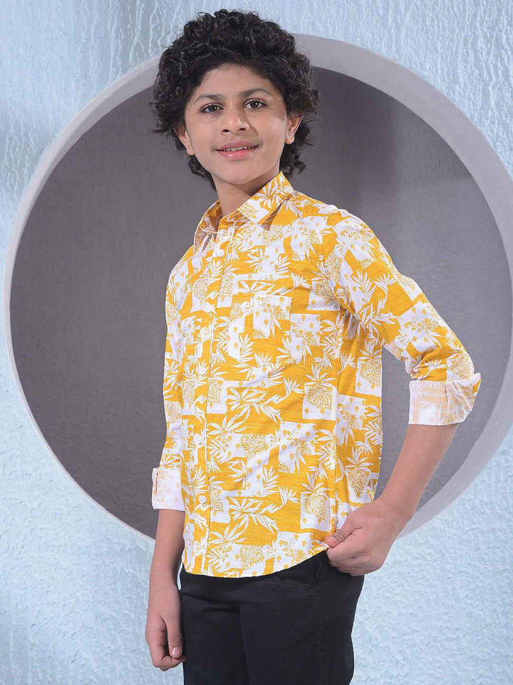 Mustard Floral Print Shirt