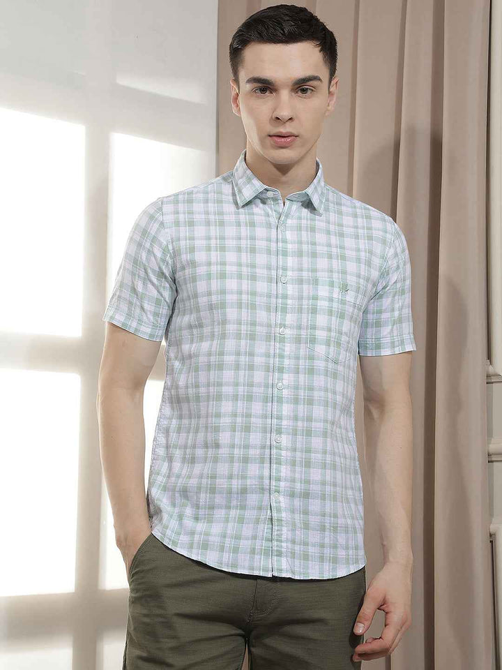 Green Checked 100% Cotton Shirt