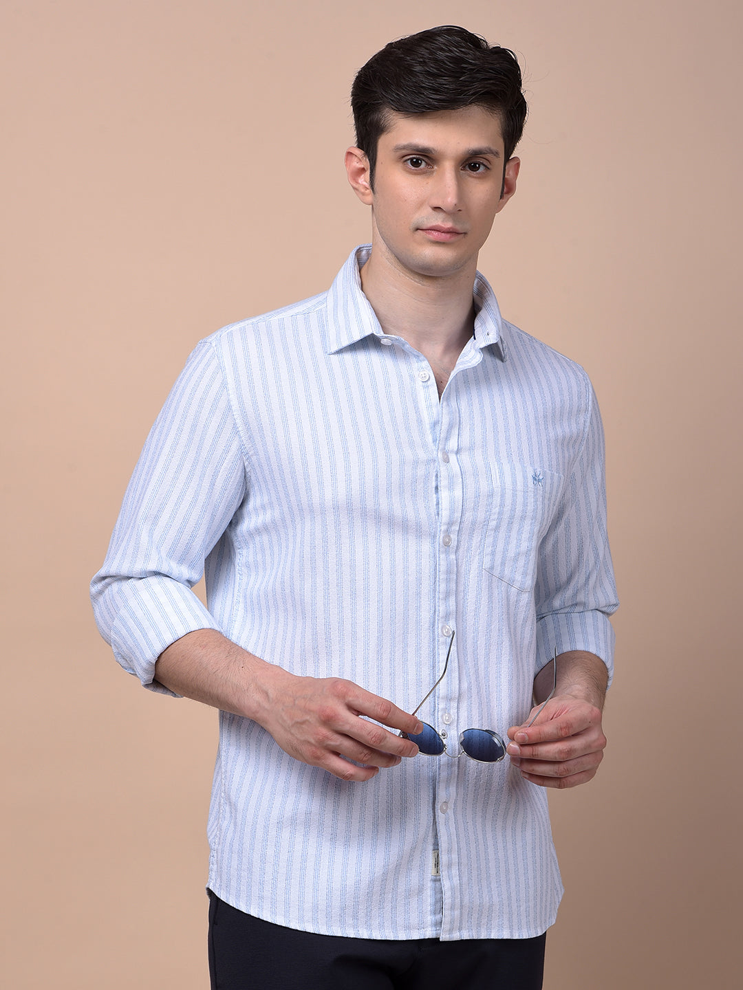 Blue Vertical Stripes 100% Cotton Shirt