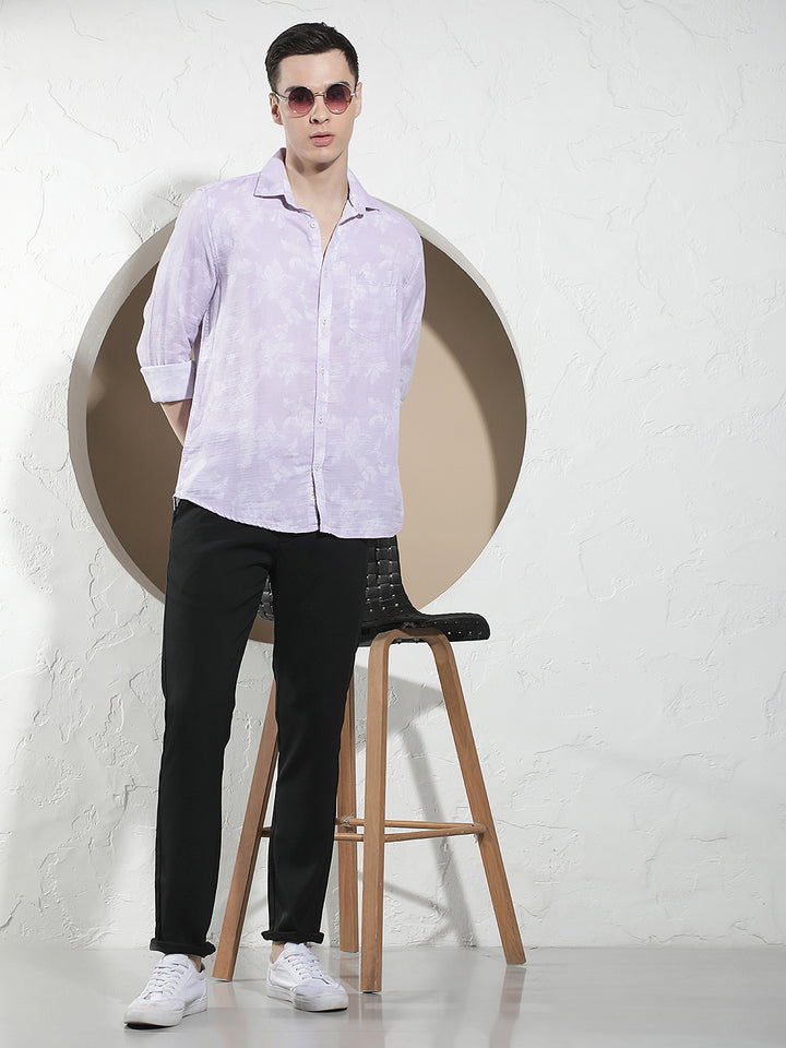 Purple Floral Print Shirt