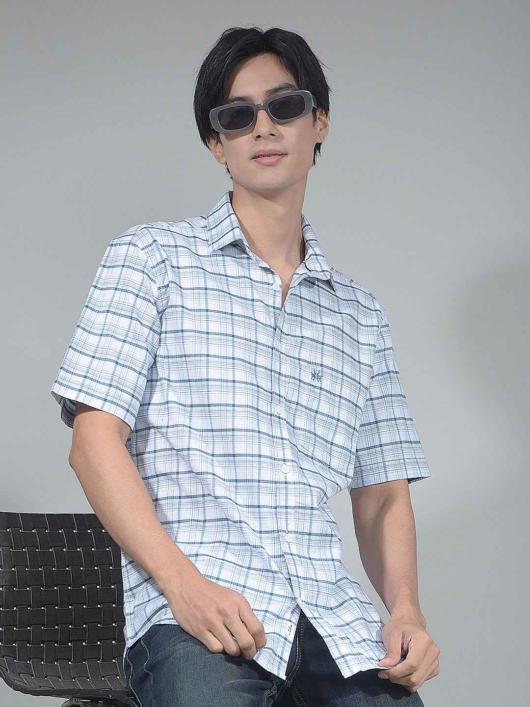 Blue Checked 100% Cotton Shirt