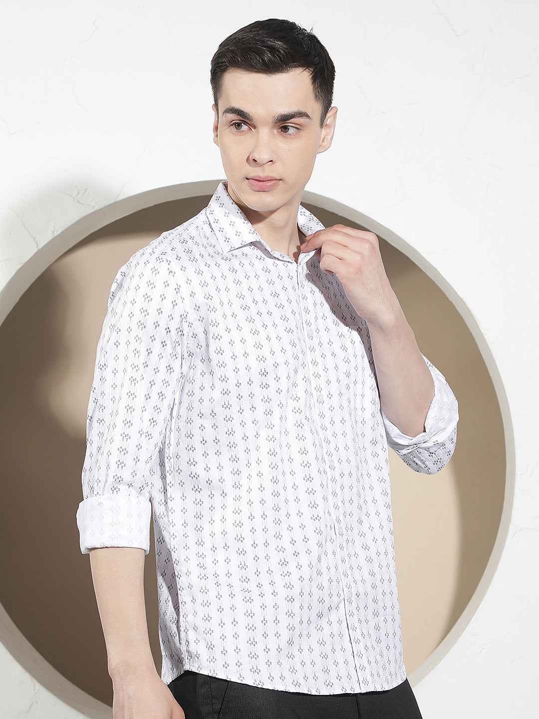 White Printed 100% Cotton Shirt