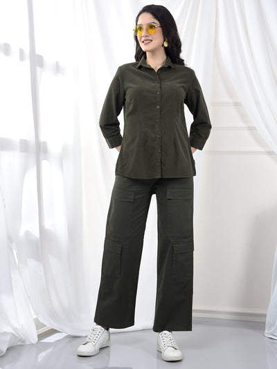 Green Cargo Baggy Trousers