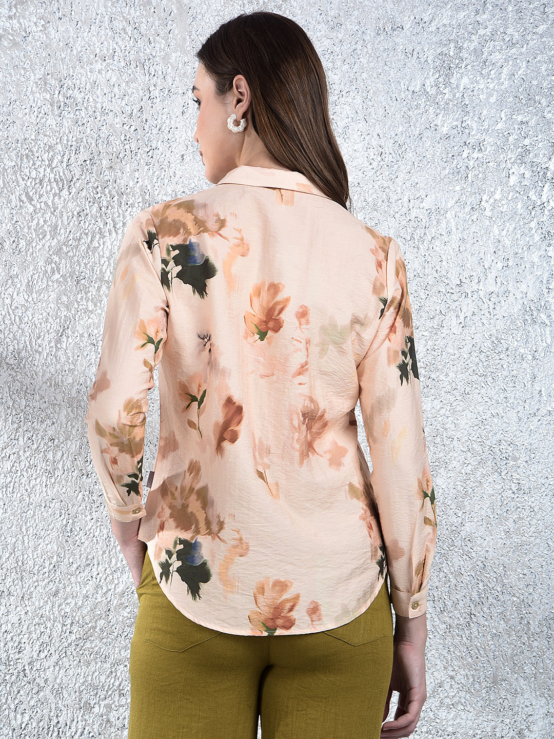 Peach Floral Print Shirt