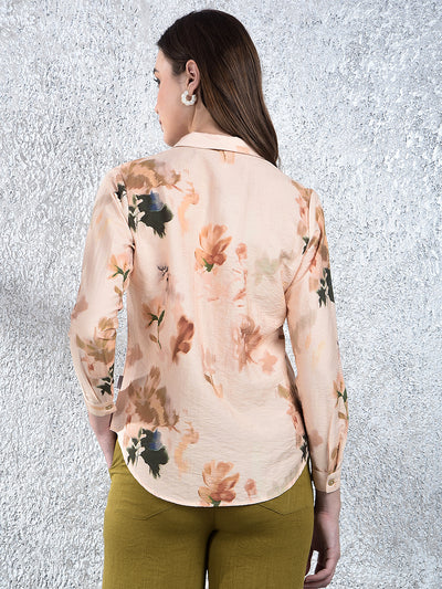 Peach Floral Print Shirt