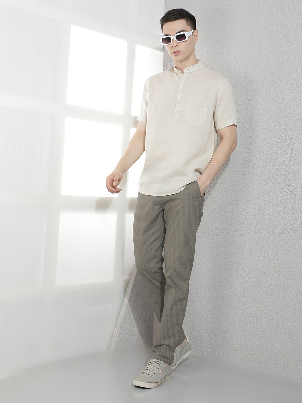 Grey Checked Trousers