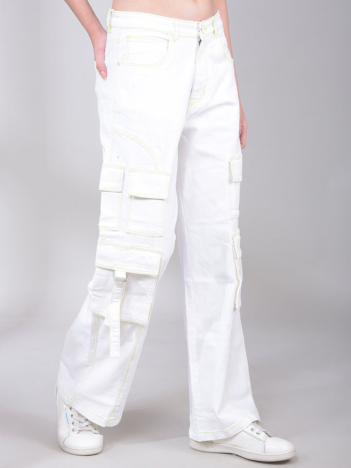 White Baggy Cargo Jeans