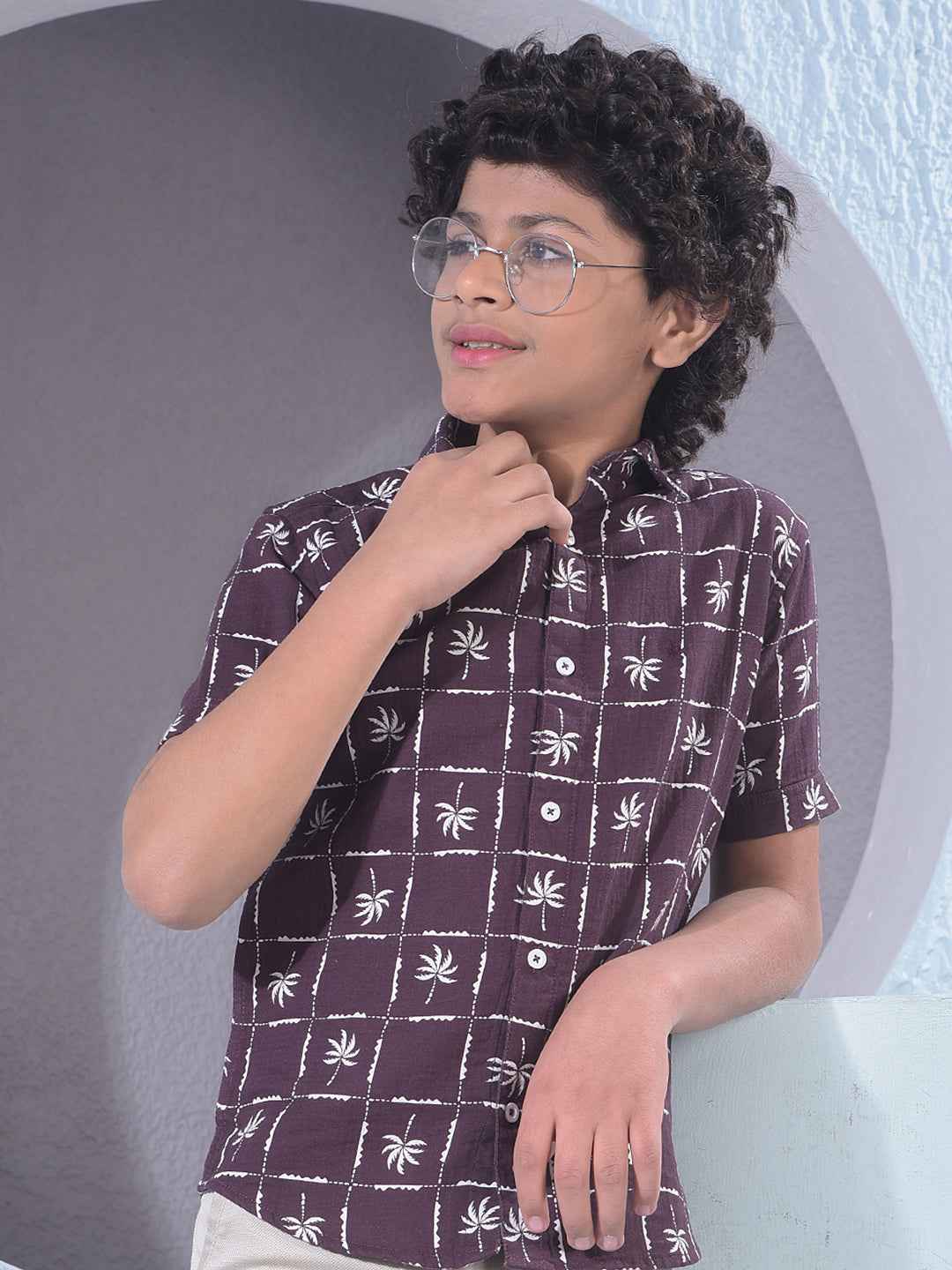 Wine Botanical Print 100% Cotton Shirt