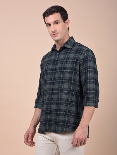 Green Checked 100% Cotton Shirt