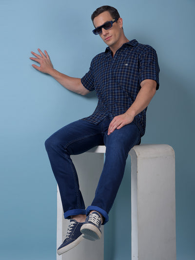 Blue Checked 100% Cotton Shirt