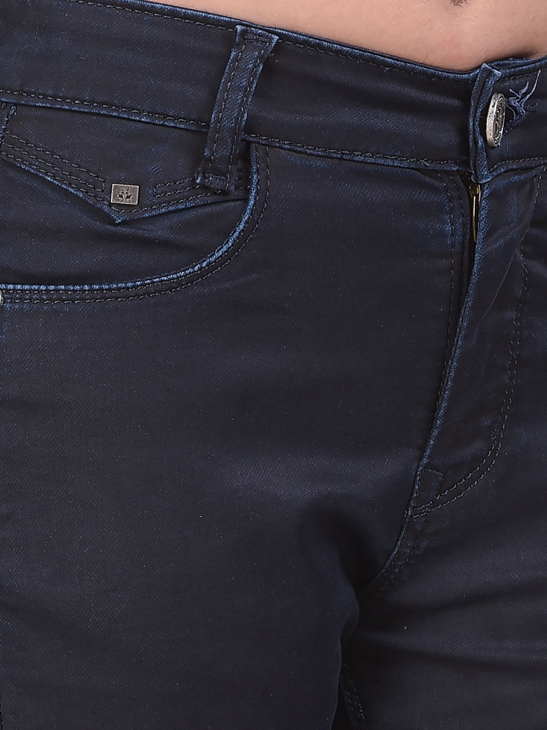 Navy Blue Skinny High-Waist Jeans