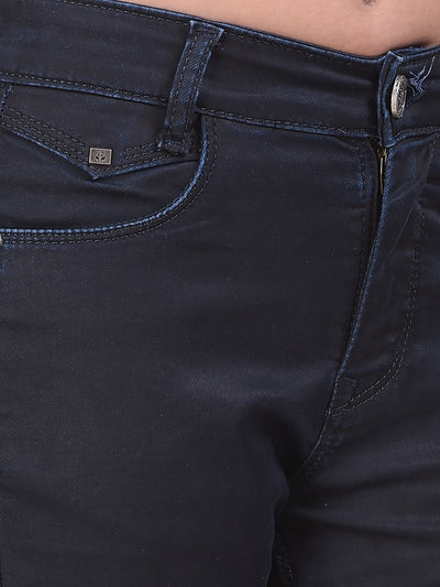 Navy Blue Skinny High-Waist Jeans