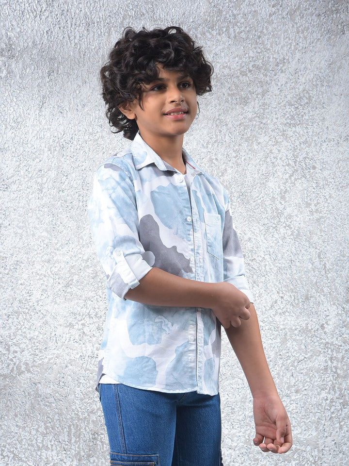 Green Abstract Print Shirt & T-Shirt 2-Piece Set 