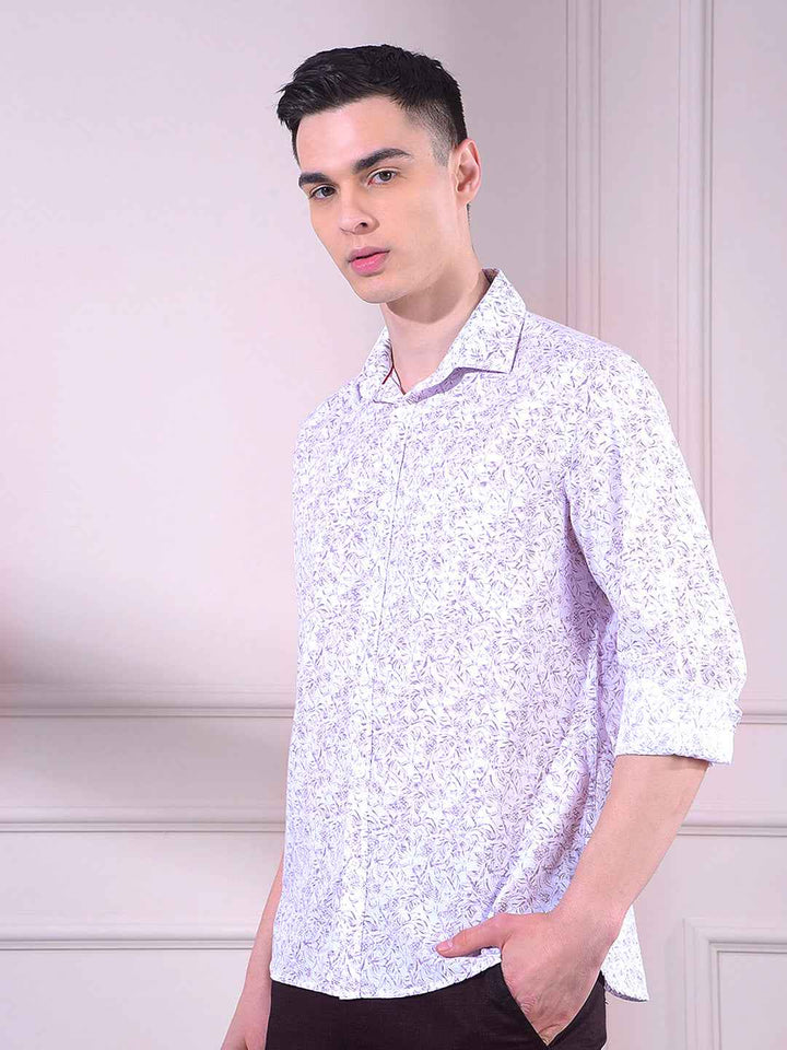 Pink Linen Floral Print Shirt
