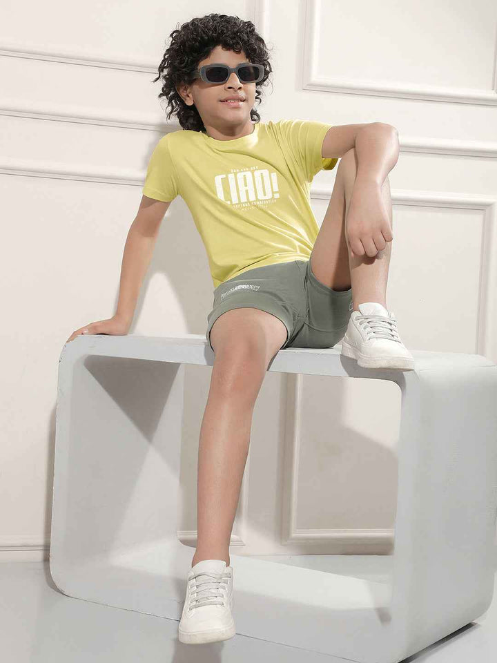 Green Typographic Print T-Shirt