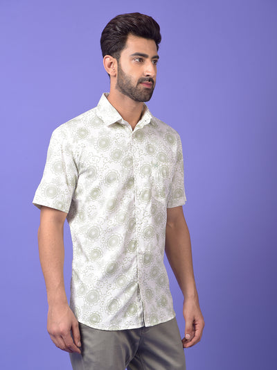 White Floral Print Shirt