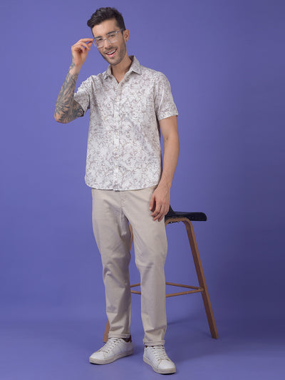 White Printed 100% Cotton Shirt