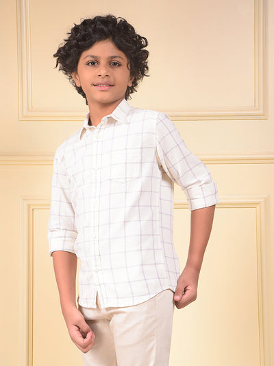 White Checked 100% Cotton Shirt
