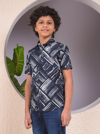 Blue Printed 100% Cotton Shirt