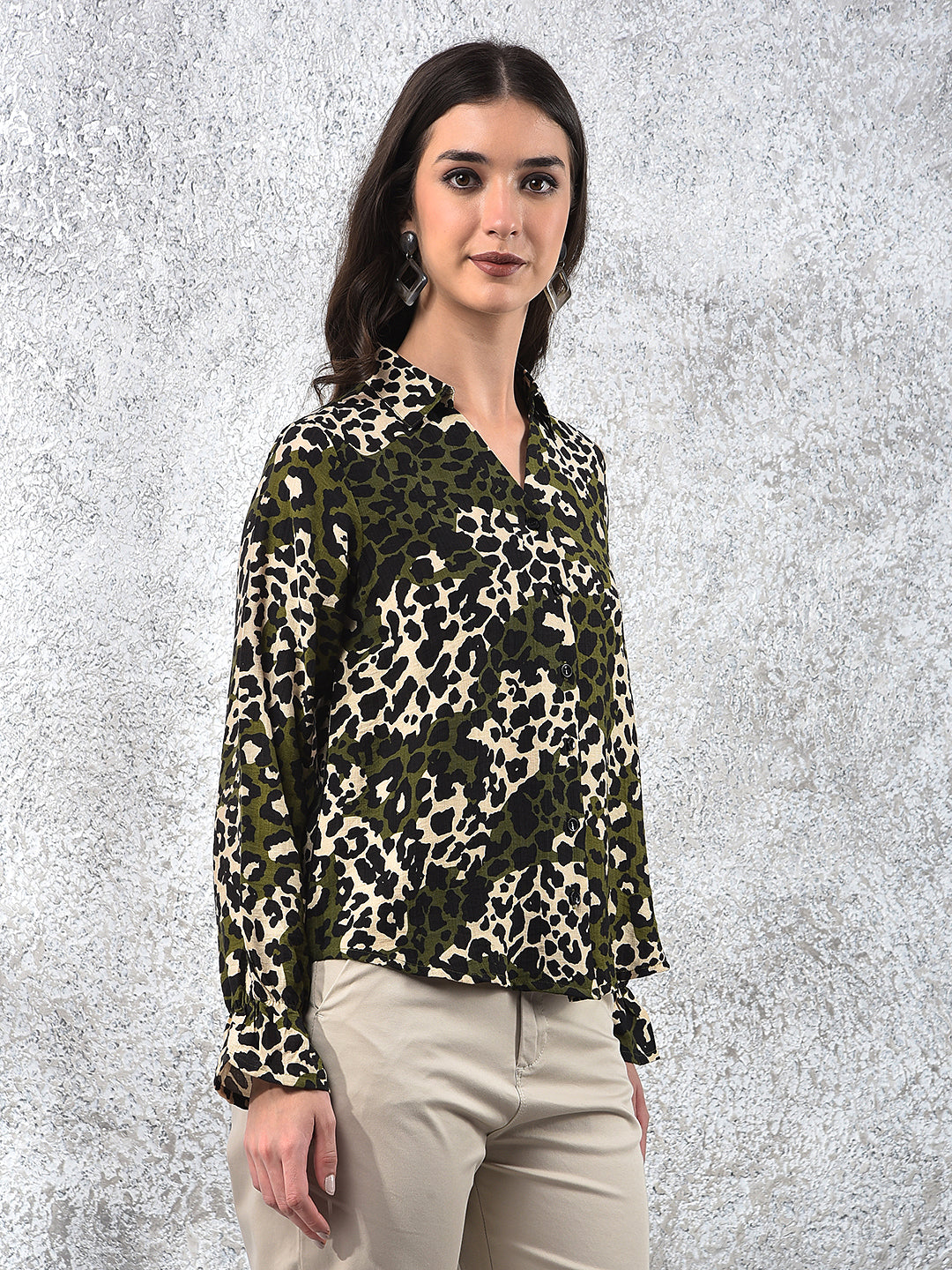 Olive Leopard Print Shirt