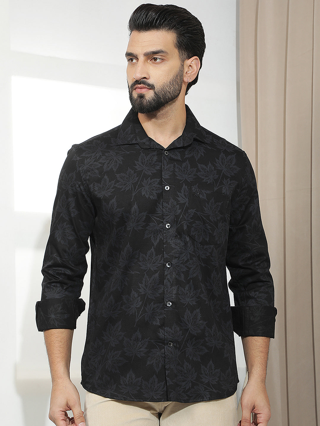 Black Floral Print Shirt